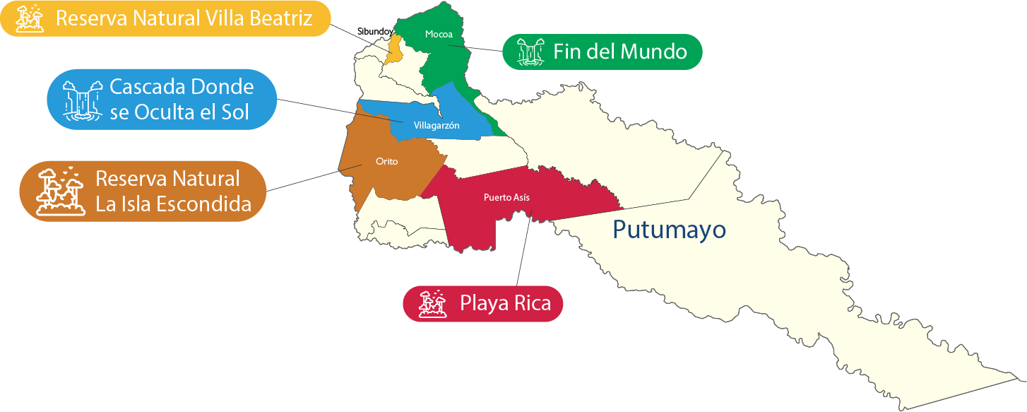 Mapa geografía de Putumayo y sus municipios